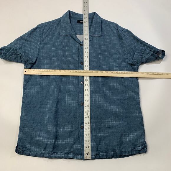 Theory Shirt Mens XL Chalkboard Linen Blend Daze Lanai Printed Short Sleeve - Picture 6 of 10